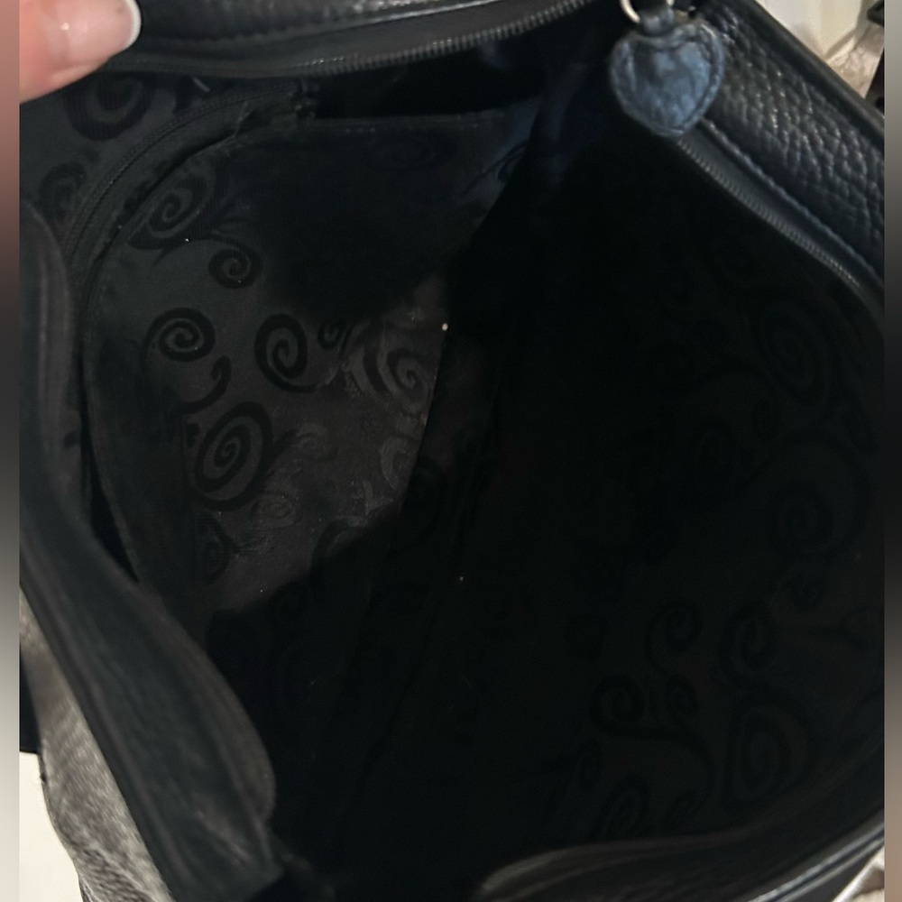Brighton Black Leather Shoulder Bag Croc embossed shoulder bag - Picture 12 of 14